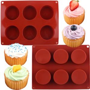 YIMINGMOLD 6 Cavity Round Cylinder Silicone Chocolate Molds For Muffin Cake,Mousse,Chocolate Covered Oreos Set Of 2
