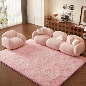 ThreadGlobe Premium Shag Area Rug 5'x8', Pink Ultra Plush Rugs for Living Room, Non-Slip Carpet for Bedroom & Nursery Rooms, Smooth Touch Luxurious Floor Decor, Pink, 5x8 Ft