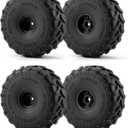 4Pcs Plastic Wheels Rims Hub and Soft Rubber Tires 80mm Upgrade Parts for Axial 1/24 SCX24 1/18 Tra-xxas TRX4-MT RC Crawler Car