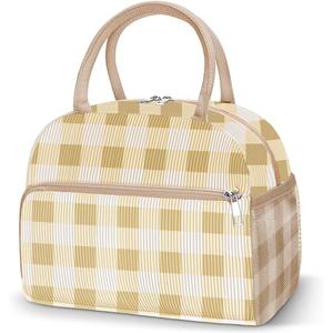 Coobiiya Corduroy Lunch Bag Lunch Box for Women Men, Cute Insulated Lunch Tote Bags Reusable LunchBox Large Capacity Cooler Bag for Work Travel Picnic