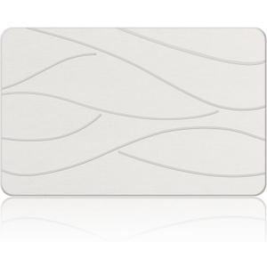 Veeloim Stone Bath Mat Diatomaceous Earth Shower Mat Non-Slip Super Absorbent Diatomite Stone Bath Mats for Bathroom Floor Quick Drying Natural Easy to Clean(23.6''×15.4" White)