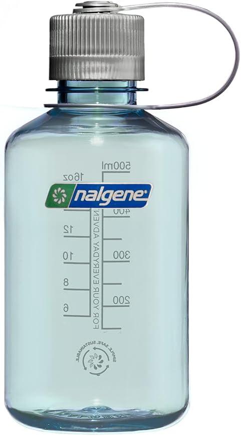 Nalgene 16 oz Narrow Mouth Water Bottle | Slim Cup Holder Size, BPA-Free, Durable & Leak Proof, Lightweight Travel Bottle, Seafoam