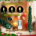 4 Pcs Christmas Tree-Shaped Flameless Taper Candles with Remote and Timer, 9.8'' Real Wax LED Window Candlesticks, 3D Flame Wick Battery Operated Christmas Tree Candles for Holiday Decoration (Green)