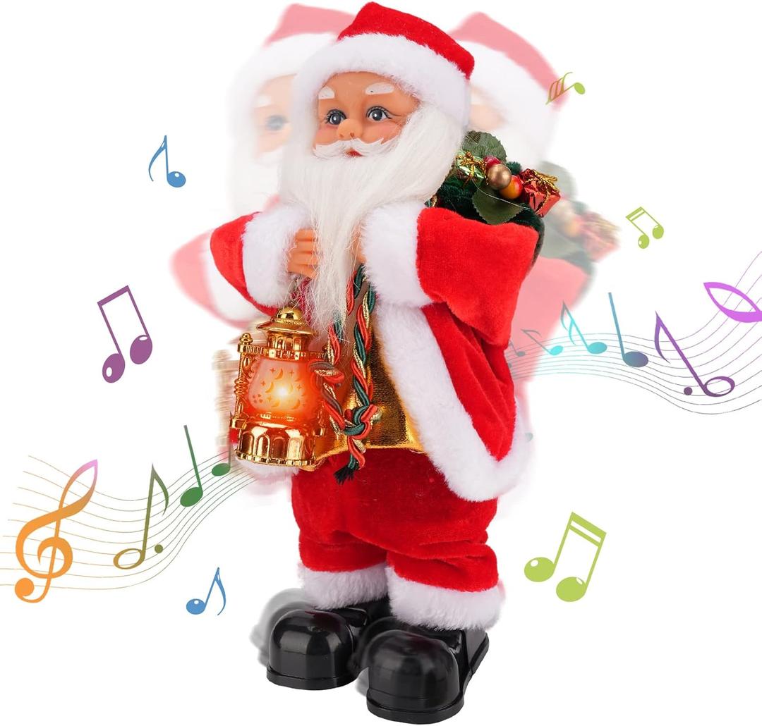 Luckit Electric Christmas Santa, Electric Santa Claus Toy with Santa Claus and Backpack Christmas Singing Santa Musical Shaking Santa Party Decorations Christmas New Year Gift for Children Boys Girls