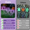 Halloween Spider Pathway Lights, 3 Pack 250 LED Purple Decorations Outdoor Metal Stake Lights, 8 Modes Memory Timer Waterproof Plug in Light String for Walkway Yard Lawn Garden Halloween Decor