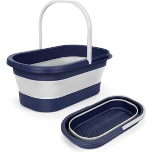 Collapsible Mop Bucket with Handle Portable Silicone Square Wash Bucket for Car Washing Laundry Storage Cleaning Camping Fishing,Space-Saving Plastic Bucket Single Pack