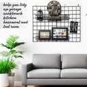 Blulu 4 Pcs 15.75 x 3.94 x 1.97 Inch Metal Grid Wall Baskets with Hooks Grid Wall Shelves Hanging Wire Basket Multi Function Storage Organizer for Kitchen Organizing Display (Black)