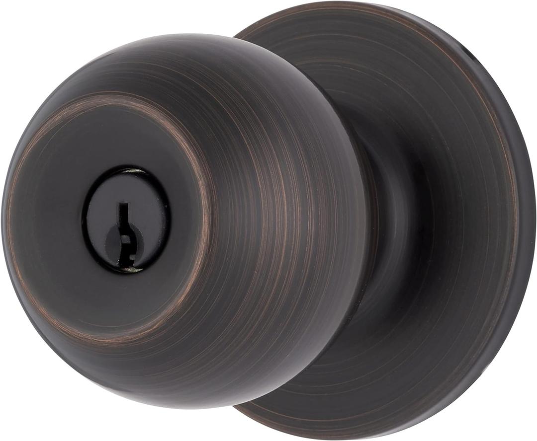 BRINKS Transitional Keyed Entry Door Knob - Tuscan Bronze Exterior Door Lock Set, Seamlessly Blends with Interior Dcor, 1 Pack