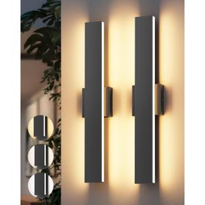 2 Pack 23.6In Modern Outdoor Wall Light,3000K 4000K 6000K IP65 Waterproof Exterior Wall Light for House Porch Entrance
