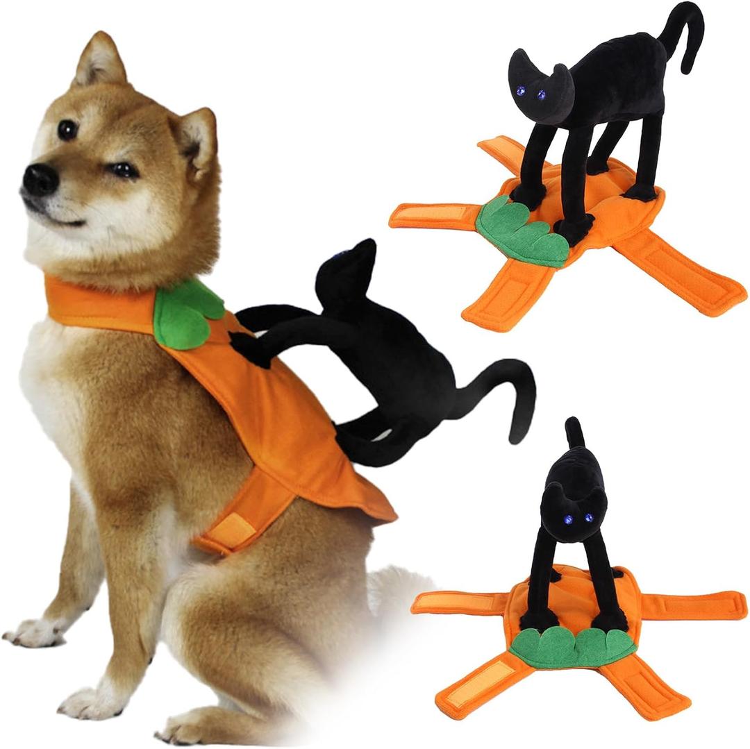 Dog Saddle Halloween Costume Funny Cat Riding Costume Pet Clothes Riding Horse Modeling Dress Up Cat Knight Cosplay Costume for Small Medium Dogs (Large)