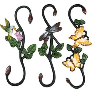 Sungmor Cast Iron Garden Hook Set, 11 Inch S Hook for Hanging, Decorative Flower Pot Hanger, Indoor/Outdoor Large Strong Ceiling Hooks for Macrame, Wind Chime, Bird Feeder