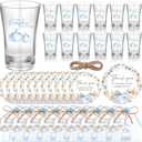 50 Sets Blue Pumpkin Baby Shower Favors for Guests Souvenir a Little Pumpkin Is on the Way Acrylic Clear Shot Glasses Thank You Tags with Organza Bags for Party Decorations
