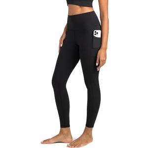 Colorfulkoala Women's High Waisted Yoga Pants 7/8 Length Leggings with Pockets (Black, XS)