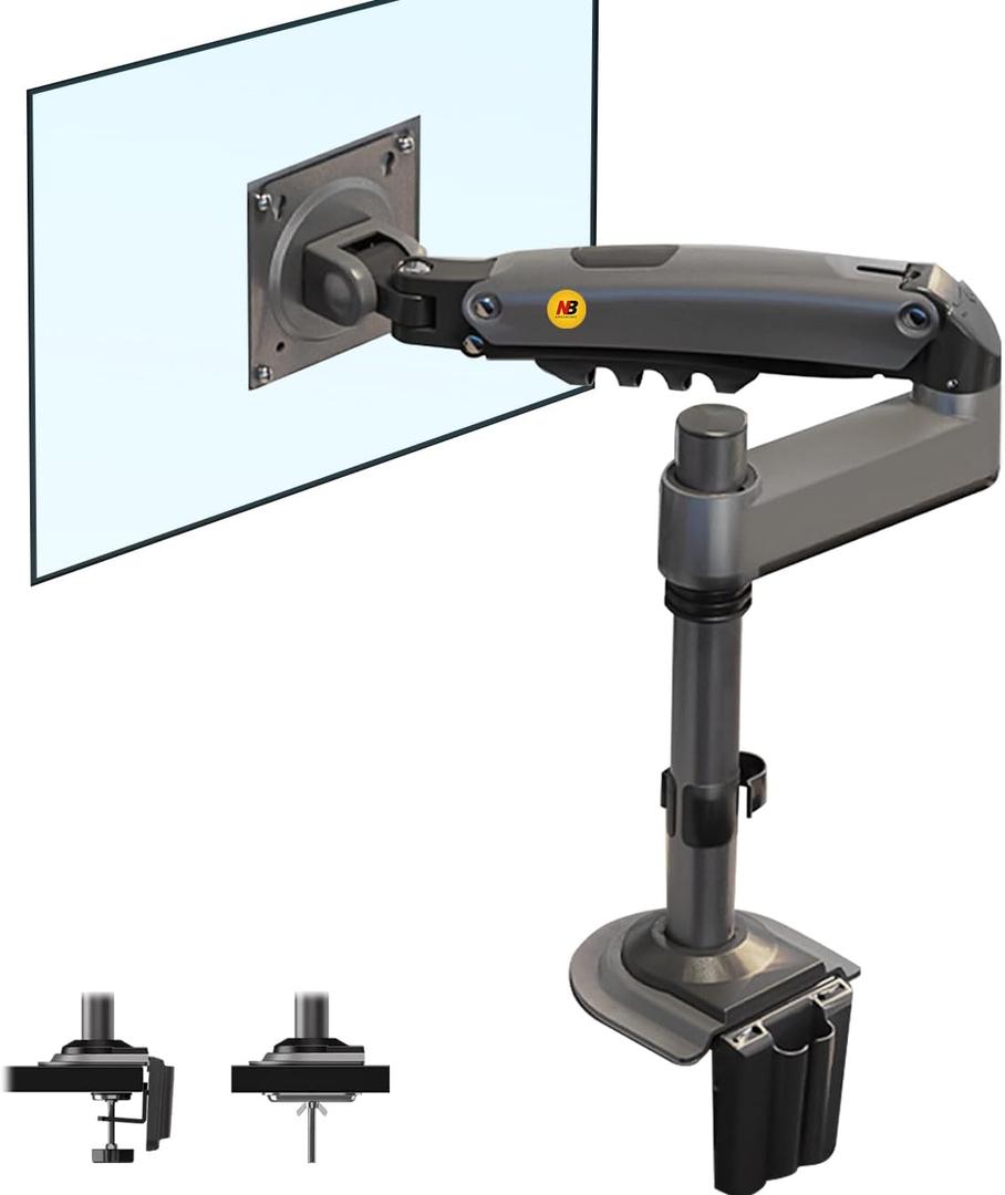 NB North Bayou Monitor Desk Mount Long Arm for Monitors Within 4.4 to 19.8lbs Ultra Wide Full Motion Swivel Height Adjustable Monitor Stand H100