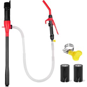 Fuel Transfer Pump Battery Powered - Portable Gas Pump With Nozzle - Red