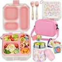 wiwens Bento Lunch Box for Kids with 12oz Soup Thermo Leak-Proof Lunch Food Container with 5 Compartment Thermo Hot Food Jar and Insulated Lunch Bag for Kid Toddler Girls Boys to School