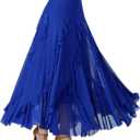 CISMARK Mesh Elegant Ballroom Latin Dance Party Long Swing Belly Dance Skirt for Women (XL)