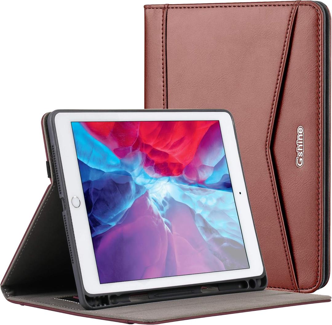 Case for iPad 6th Generation, iPad 9.7 Case 5th Generation 2018/2017, Full-Body Protective Rugged Shockproof Case with Built-in Handstrap & Apple Pencil Holder,Auto Sleep/Wake- Brown