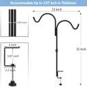 Gtongoko 35 Inch 2 Pack Double Deck Hook for Railing, Deck Bird Feeder Pole with 3 Inch Strengthened Clamp for Hanging Bird Feeders, Lanterns, Wind Chimes, Flower and Plant Baskets
