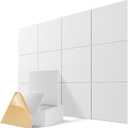 12 Pack Self-Adhesive Acoustic Panels, 12" X 12" X 0.4" High-Density Polyester Sound Proof Foam Panels for Walls, Soundproof Wall Panels for Home & Office (White)