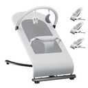 3-in-1 Portable Baby Bouncer & Rocker Chair for Newborn to Toddler - 4 Adjustable Recline Positions, Breathable Cotton Fabric, Natural Vibration, Supports Up to 33 lbs (Grey) (Grey)