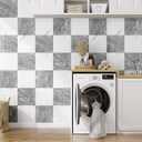 20-Pack Peel and Stick Marble Wall Tiles, 12 x 12 Self-Adhesive Backsplash Tile, PVC Wall Panels for Bathroom, Kitchen, Living Room and Laundry Room, Polish Dark Grey&White Marble (Not Real Tile)