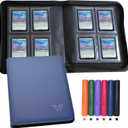 Toploader Binder 4 Pocket,Holds 128 Top Loaders,Top Loader Binder 4 Pocket for 3" x 4"Rigid Cards,Double Sided Card Binder Abulm in 3"x4"Toploaders for Trading Cards (Blue)
