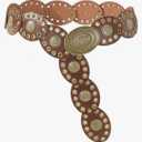 INOGIH Womens Wide Western Cowboy Disc Belt Vintage Cowgirl Concho Leather Belts Boho Style for Jeans Dress Skirt