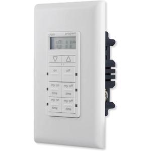 MyTouchSmart In-Wall Digital Timer, 4 Programmable On/Off Buttons, 2 Easy On/Off Buttons, 24 Hour Daily Cycles, Blue LED Indicators, with Battery Backup, for Indoor/Outdoor Lights, Fans, 26893