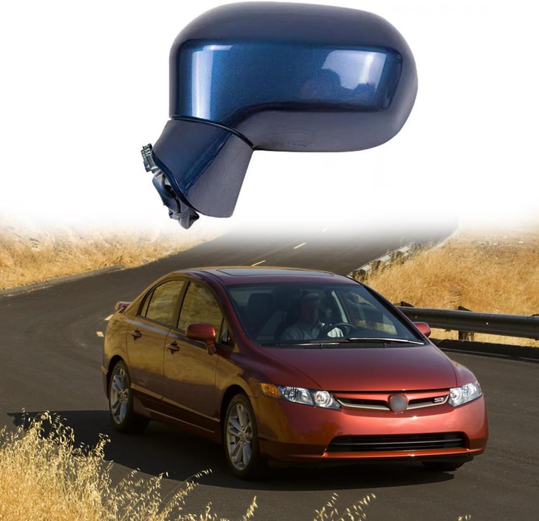 Driver Side Mirror Assembly Fit for 2006 2007 2008 2009 2010 2011 HONDA CIVIC Car Rear View Mirror Side Mirror Replacement Lens Adjustment