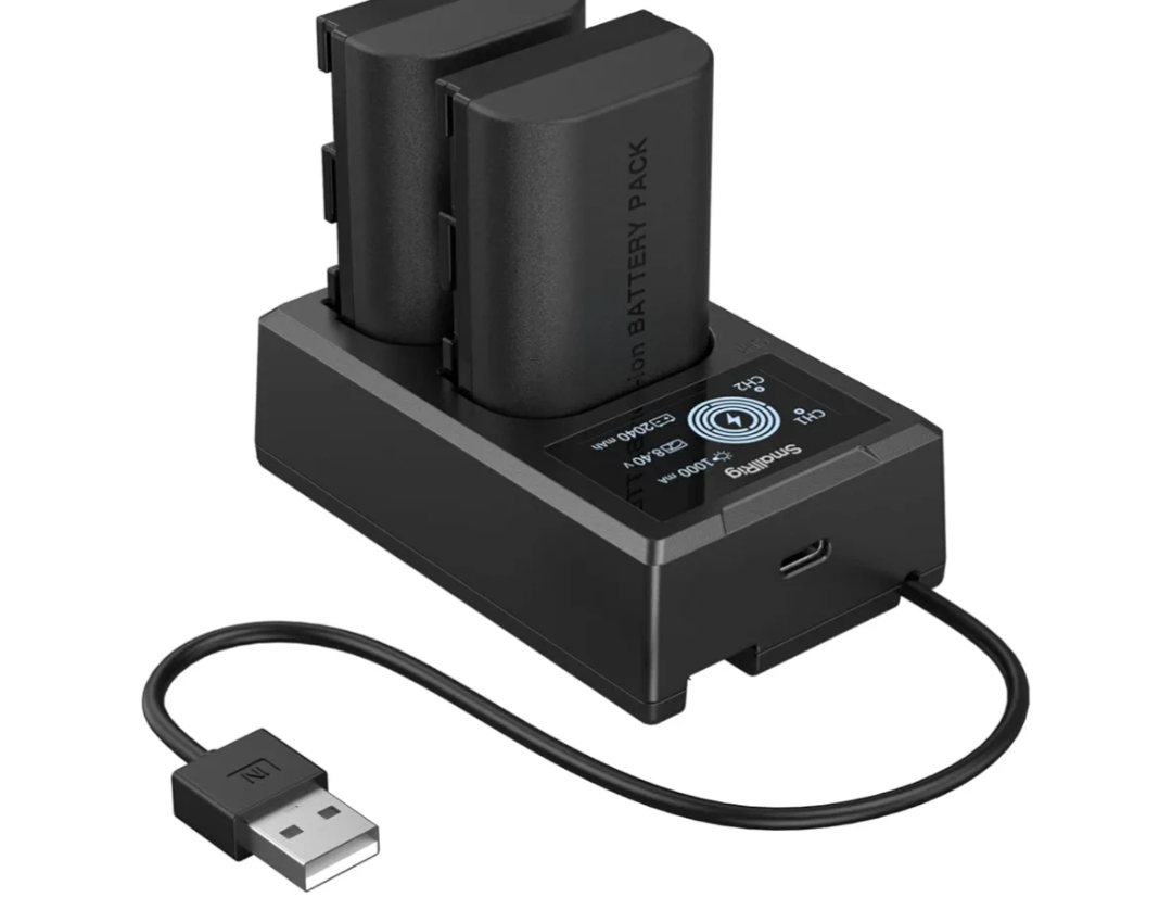 SMALLRIG Camera Battery Charger Set for Canon LP-E6P, 2520mAh Battery, Dual-Slot Fast Charging, LCD Display for Canon EOS R6 Mark III, R5 Mark II, R6 Mark II, 5D Mark II/III/IV, 6D, 7D, R5, R6, R7