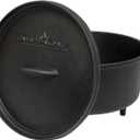 Camp Chef Classic 10-Inch Deep Prong Horn Tru Seasoned Cast Iron Dutch Oven