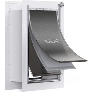 Baboni Pet Door for Wall,3-Flap,Steel Frame and Telescoping Tunnel, Aluminum Lock, Double Flap Dog Door and Cat Door, Strong and Durable (Pets Up to 100 Lb) -Large