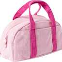 Large Capacity Corduroy Pencil Case Stationery Organizer Bag Portable Travel Toiletry Makeup Pouch for Students Office Workers Durable Cute Pen Bag for School Supplies (Pink)
