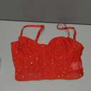 Kaei&Shi Sequin Rhinestone Corset Top,Sparkly Busiter Top for Women Going Out (X-Small, Red)