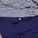 Tempt Me White Blue Stripe Two Piece Tankini Bathing Suits for Women One Shoulder Swim Top with Bottom Swimsuits XL
