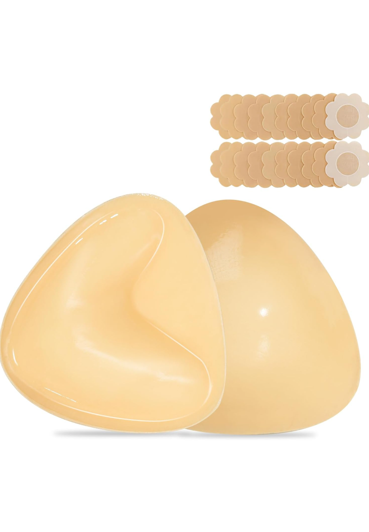 Double Sided Sticky Bra Inserts Reusable Push Up Lift Self Adhesive Bra Pads for Bikini Swimsuit Sports Strapless Bra