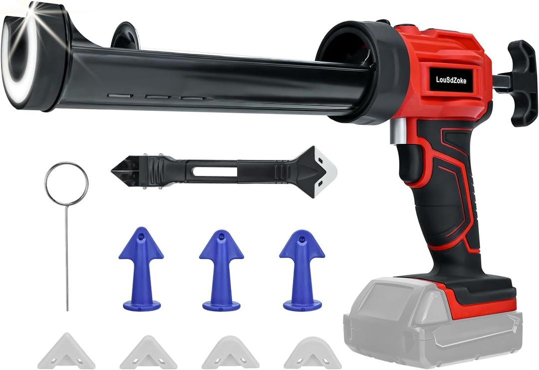 Cordless Caulking Gun for Milwaukee 18V Max Battery, 10 Oz/300ml Electric Silicone Gun,with LED Light,4 Adjustable Speed for Filling, Sealing, Repair(NO BATTERY)