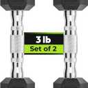 Hex Dumbbell Set, 2.5-65 lb Rubber Encased Exercise & Fitness Dumbbells, Weights Dumbbells Set of 2, Hand Weight for Strength Training (3 lb, Pair)