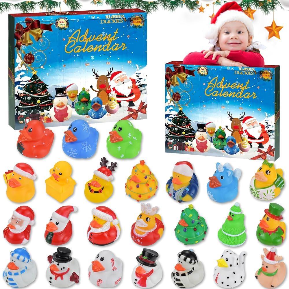 Christmas Advent Calendar 2025, Rubber Ducks 24 Days Surprises Gift for Kids Toddlers Boys Girls, Xmas Ducks Bath Toys Christmas Holiday Countdown Gift