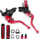 7/8" 22mm Motorcycle Brake Lever Handlebar Master Cylinder Clutch Levers Left & Right Set + Hand Grips + Handlebar Ends Set for Honda Kawasaki Suzuki Yamaha (Red)