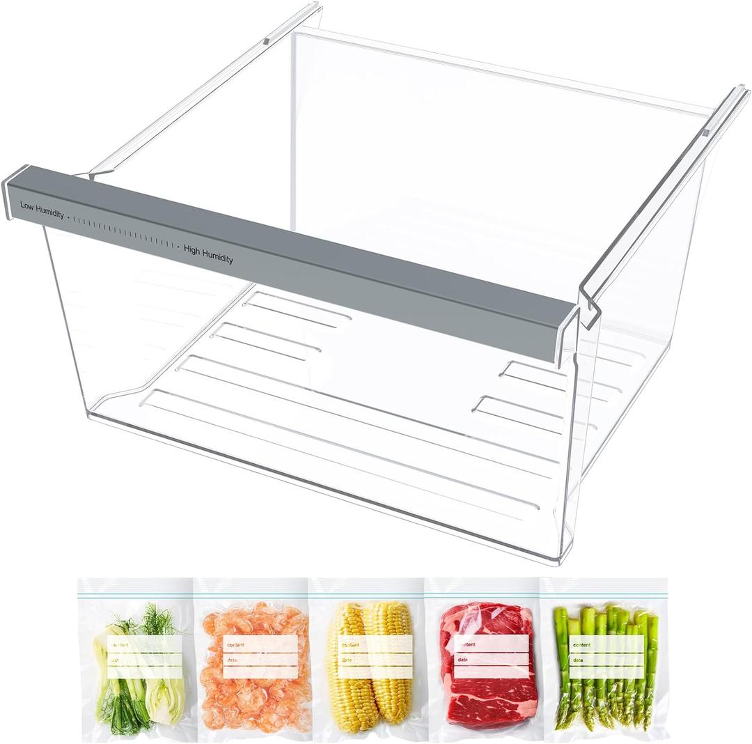 UPGRADED W11162443 Refrigerator Crisper Drawer Replacement Compatible with Whirlpool Crisper Drawer W11046494 Whirlpool Fridge Drawer Replacement WRS325SDHZ WRS315SDHZ WRS325SDHZ01 Crisper Drawers