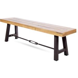 Christopher Knight Home Catriona Outdoor Acacia Wood Bench with Metal Accents, Teak Finish / Rustic Metal 14. 50 x 63 x 17. 75 inches