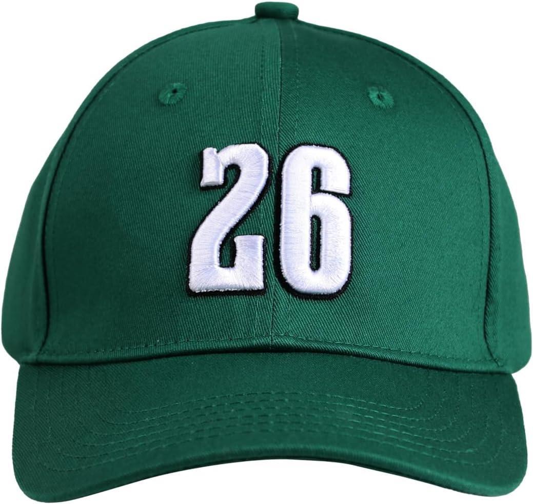 Saquon Barkley 26# Green Embroidered Baseball Cap Flat Brim Hat with Stitching for Sports Outdoor - Unisex (Green)