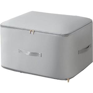 Ultra Space Saving Self Compression Organizer, Comforter Storage Bag - Compression Storage Bags with Zipper for Clothes, Blankets, Comforters, Bedding (Small, Grey)