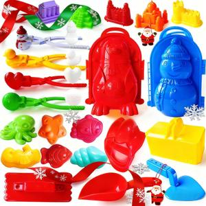 IELEK Winter Snowball Tool Kit for Kids with Handle for Snow Ball Maker Shapes Winter Outdoor Beach Toys Christmas Xmas Gifts for Kids with Snowball Launcher, Duck Snowball Maker, Animal Sand Molds