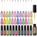 TWOEIGHT Reflective Glitter Nail Art Gel Liner Flash Diamond Painted Polish 12 Colors 8ml Sparkle Silver RED Pink Green Yellow Pigment UV LED Soak off Curing Requires for Design