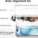 Compatible with iPhone 15/16 Screen Protector with Auto-Alignment Install Kit [Full Edge Coverage] Shatterproof Tempered Glass Screen Protector for iPhone 15/16 6.1" [2 Pack]