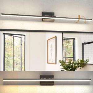 NIORSUN 48 Inch Modern Bathroom Light Fixture, 30W 5CCT Dimmable LED Black Bathroom Vanity Lights Over Mirror, Vanity Lights for Bathrooms Restroom Mirror- ETL Certified