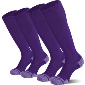 CS CELERSPORT 2 Pack / 3 Pack Baseball Socks for Youth Kids and Adult Softball Soccer Socks Over the Calf Tube Socks (Purple, M)